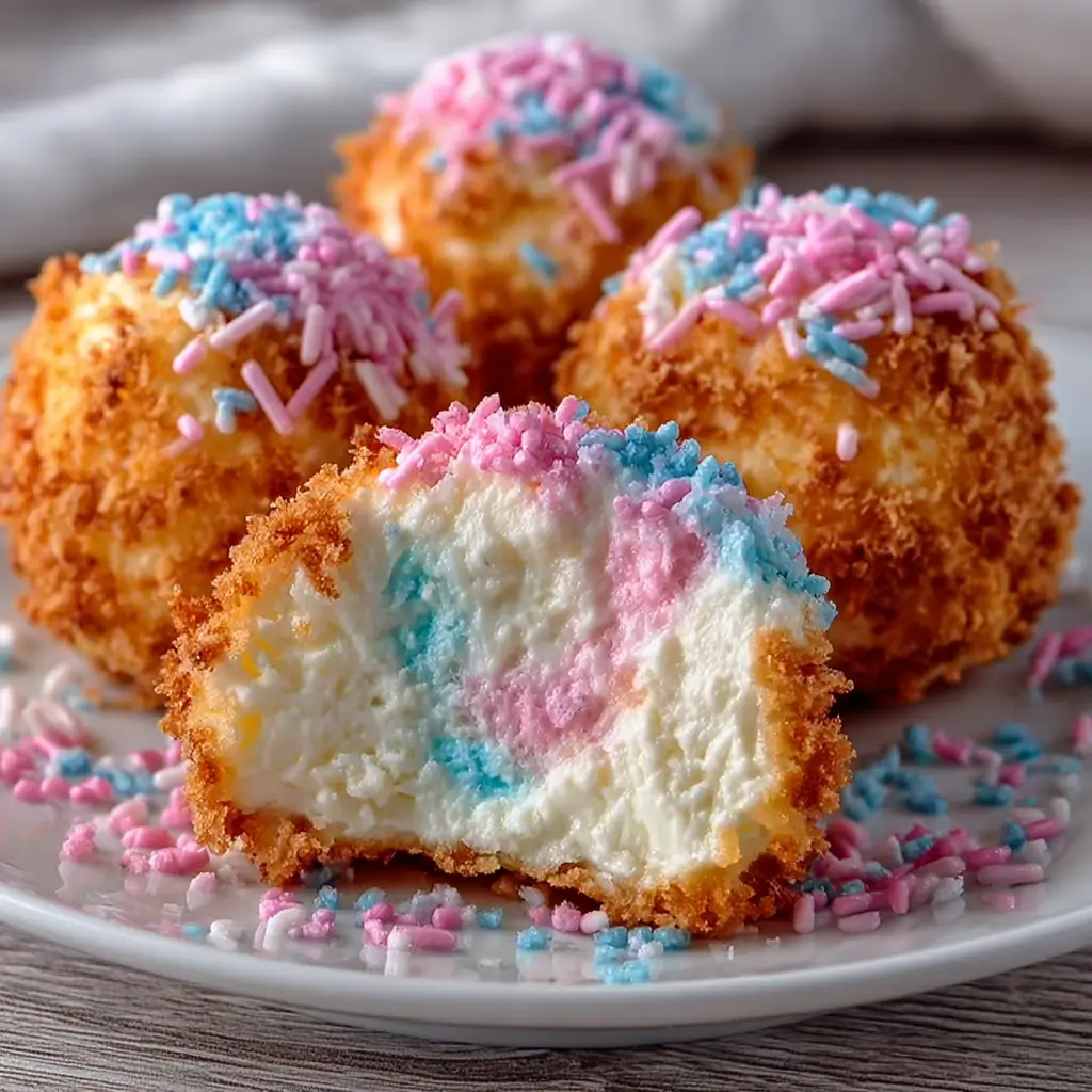Crispy Cotton Candy Cheesecake Bombs